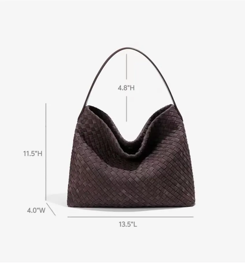 Woven Suede Tote Bag for Women Faux Suede Hobo Bag Slouchy Shoulder Bag Soft Woven Handbag