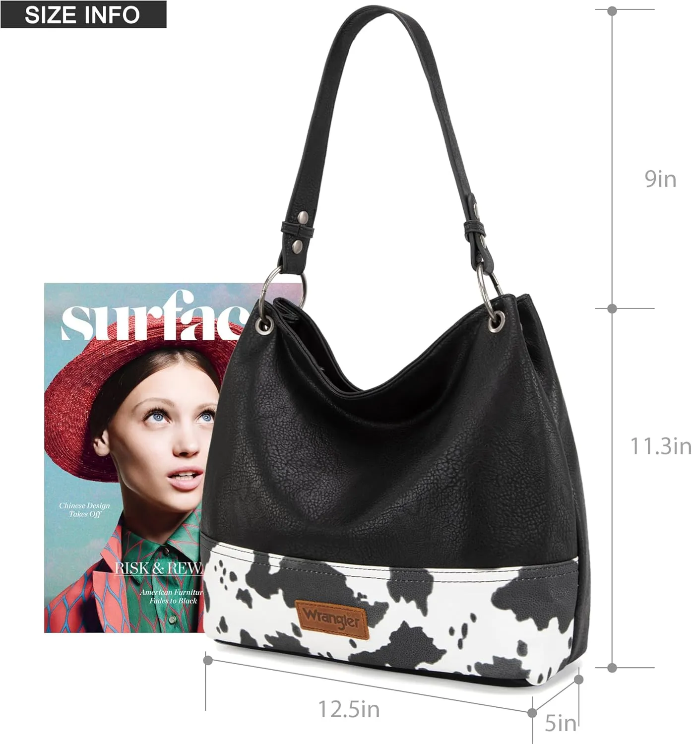 Wrangler Hobo Bags for Women Vegan Leather Top Handle Shoulder Purses and Handbags