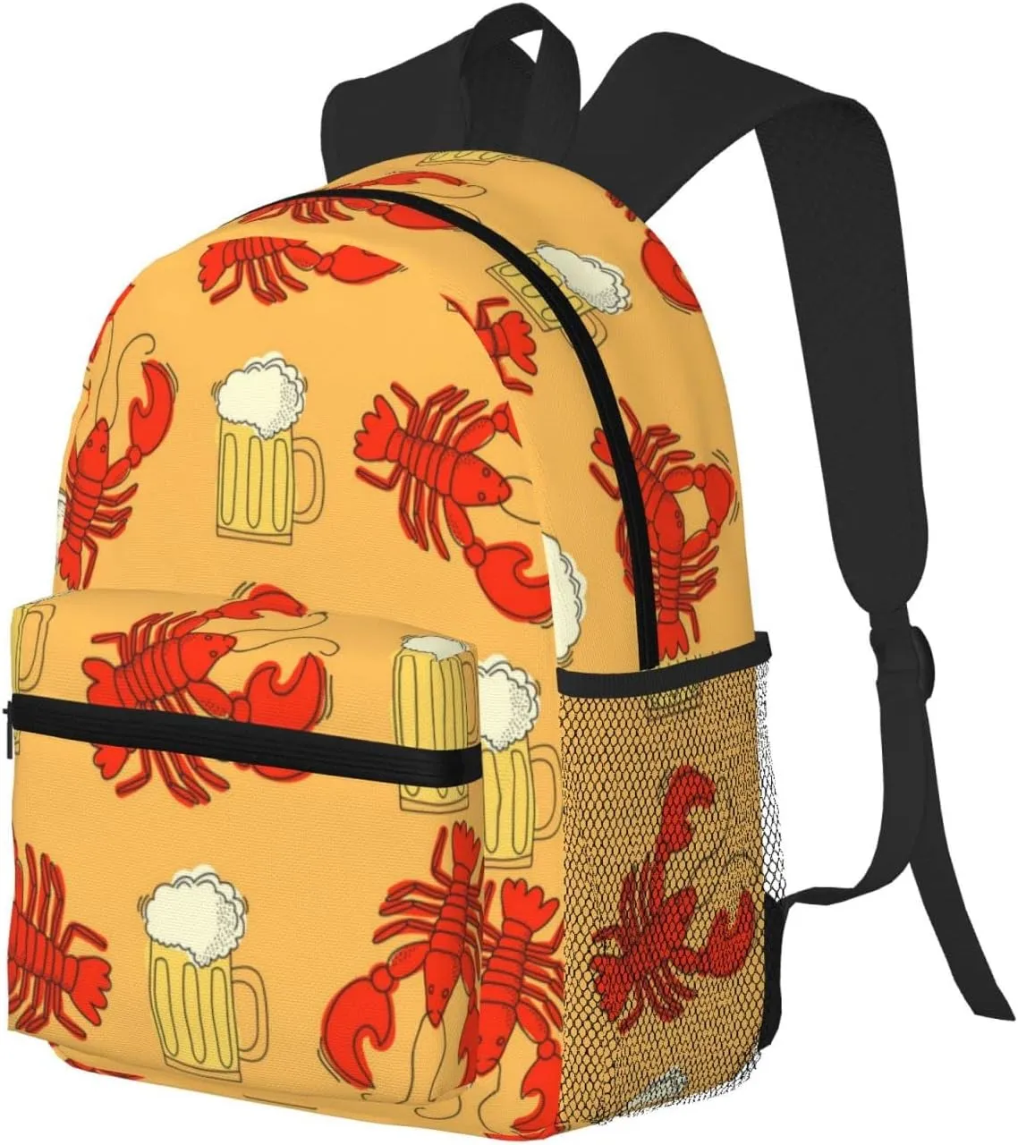 Wurton Beer And Crawfish Pattern Print Multipurpose Casual Bag With Fashionable Travel,Work Outdoor Activities Backpack