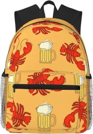 Wurton Beer And Crawfish Pattern Print Multipurpose Casual Bag With Fashionable Travel,Work Outdoor Activities Backpack
