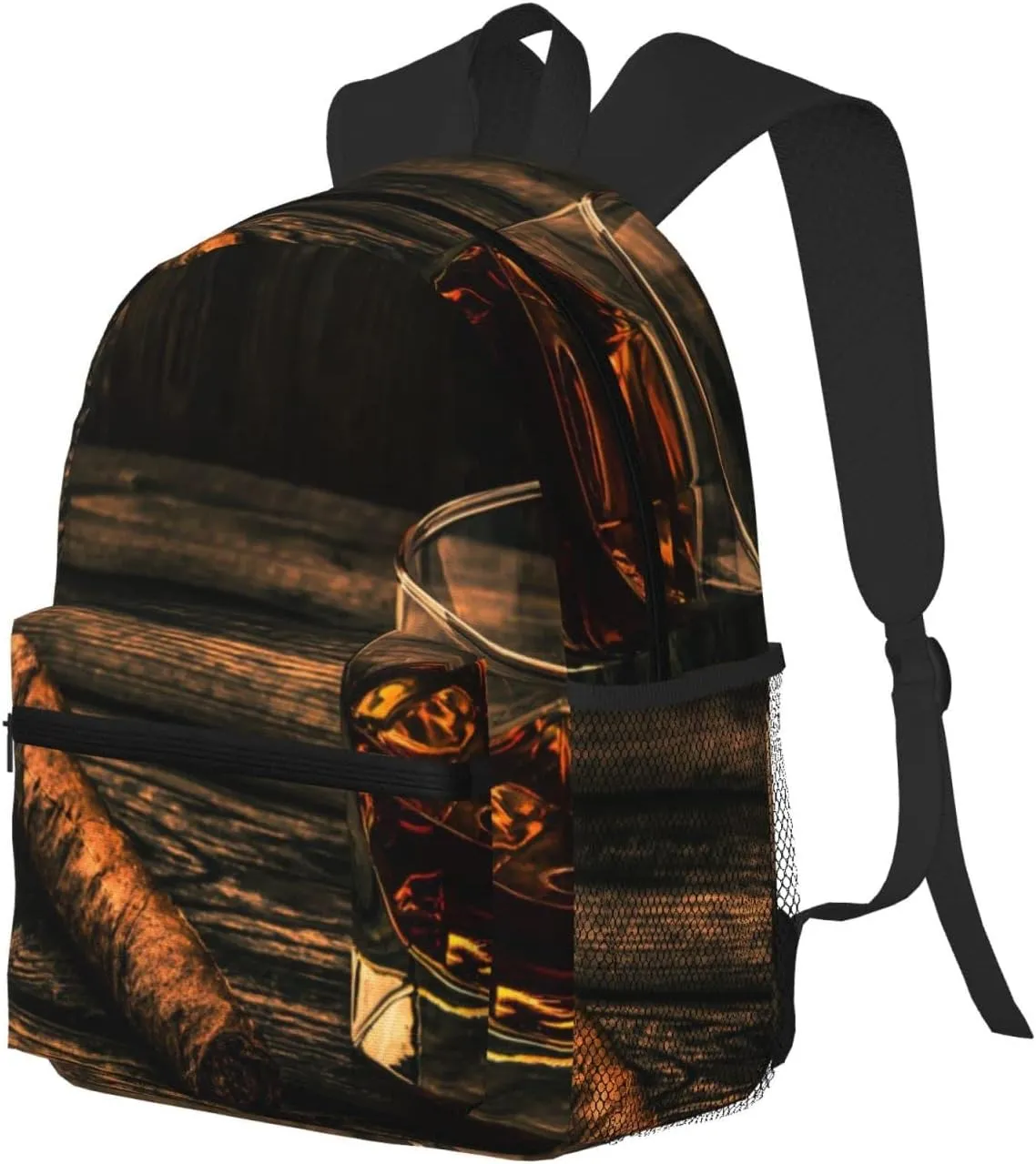 Wurton Cigar & Whiskey Print Multipurpose Casual Bag With Fashionable Travel,Work Outdoor Activities Backpack