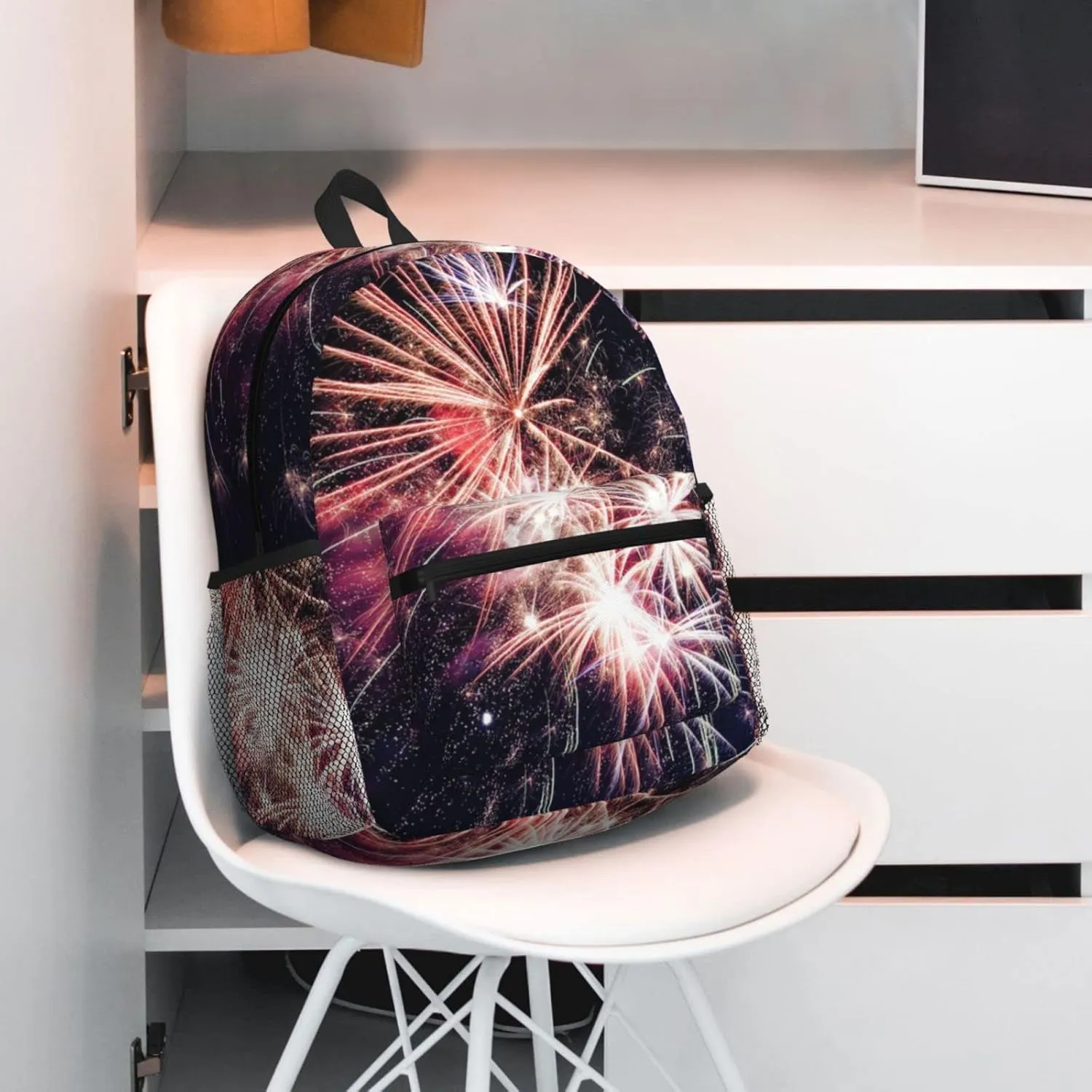Wurton Explosion Firework Print Multipurpose Casual Bag With Fashionable Travel,Work Outdoor Activities Backpack