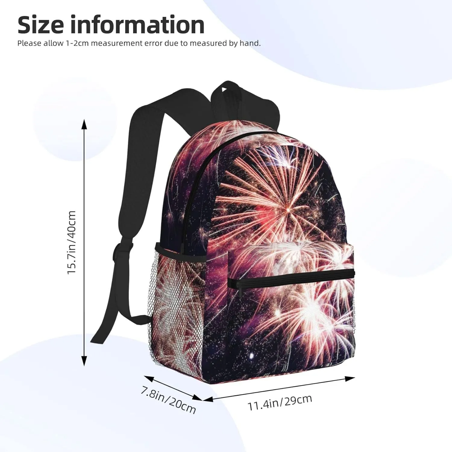 Wurton Explosion Firework Print Multipurpose Casual Bag With Fashionable Travel,Work Outdoor Activities Backpack