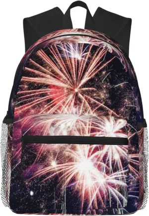 Wurton Explosion Firework Print Multipurpose Casual Bag With Fashionable Travel,Work Outdoor Activities Backpack