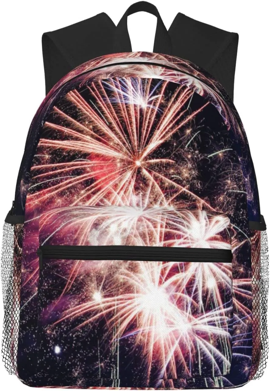 Wurton Explosion Firework Print Multipurpose Casual Bag With Fashionable Travel,Work Outdoor Activities Backpack