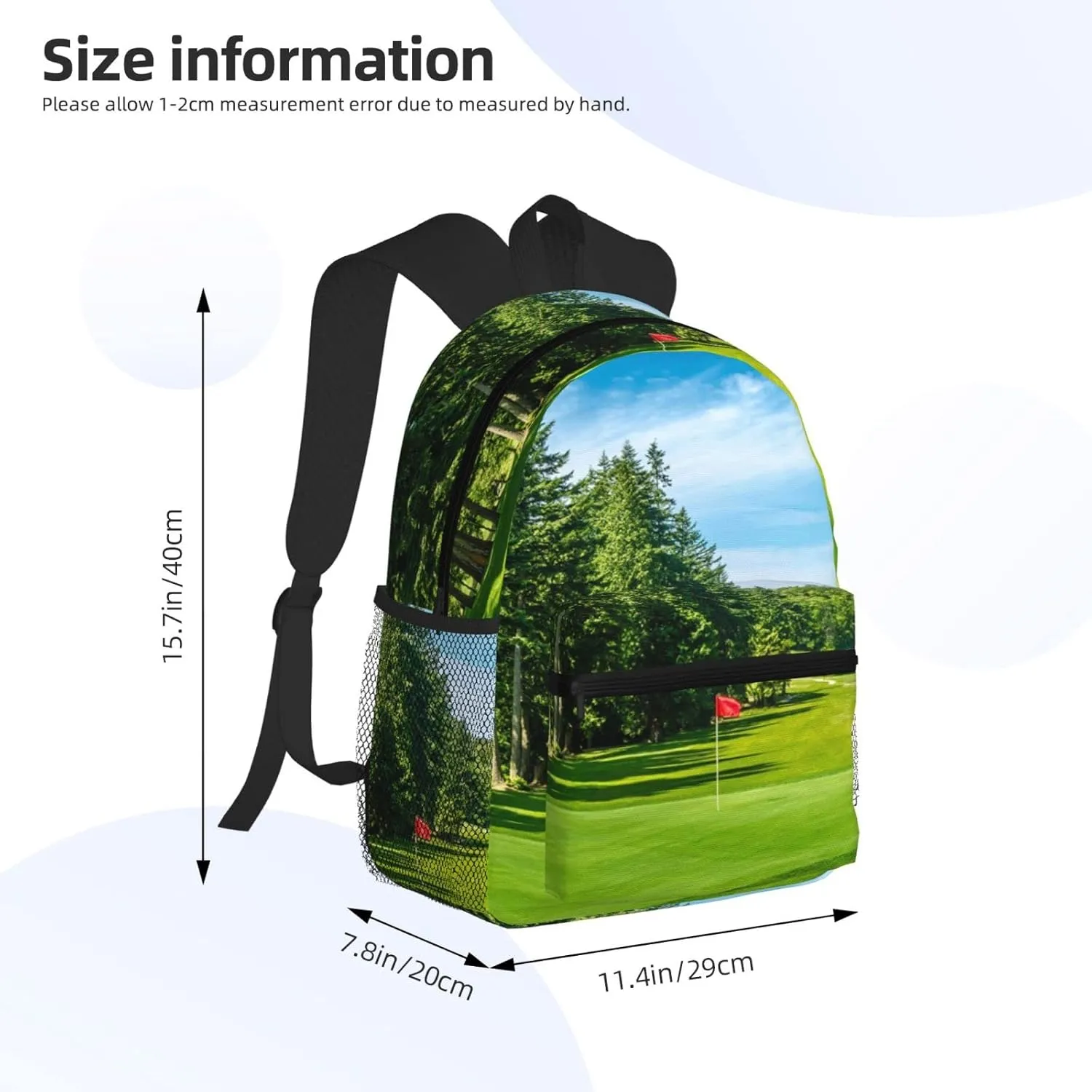 Wurton Golf Course Lawn Print Multipurpose Casual Bag With Fashionable Travel,Work Outdoor Activities Backpack