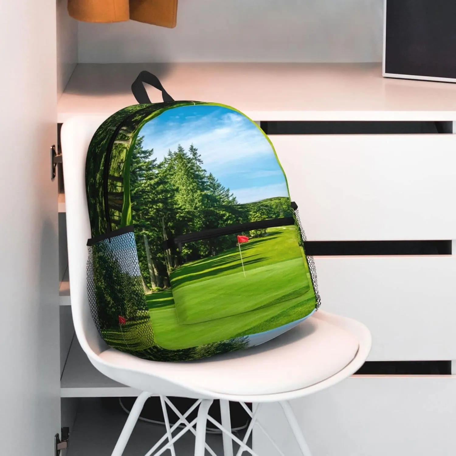 Wurton Golf Course Lawn Print Multipurpose Casual Bag With Fashionable Travel,Work Outdoor Activities Backpack