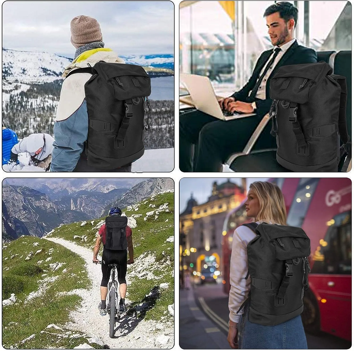 X RAY Canvas Rucksack Backpack Travel Overnight Weekend Bag for Men Women W/Capacity Adjustable 19L & Fits 15.6 Inch Laptop, Black