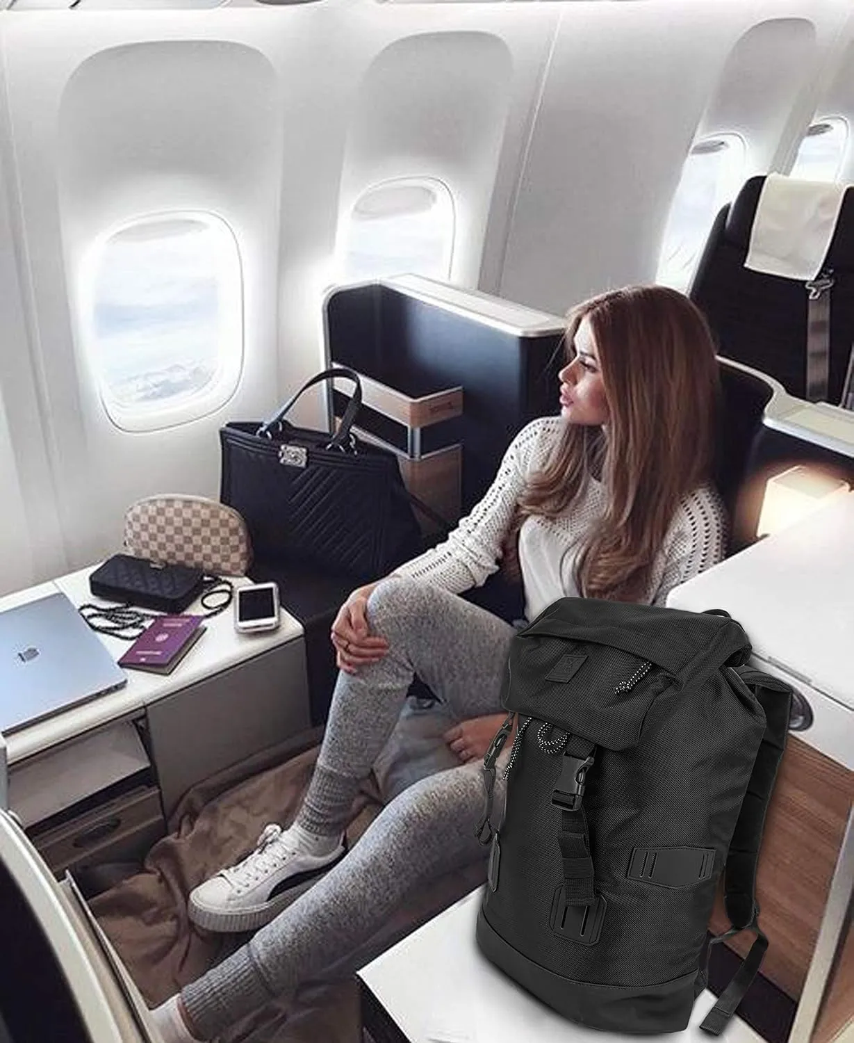 X RAY Canvas Rucksack Backpack Travel Overnight Weekend Bag for Men Women W/Capacity Adjustable 19L & Fits 15.6 Inch Laptop, Black