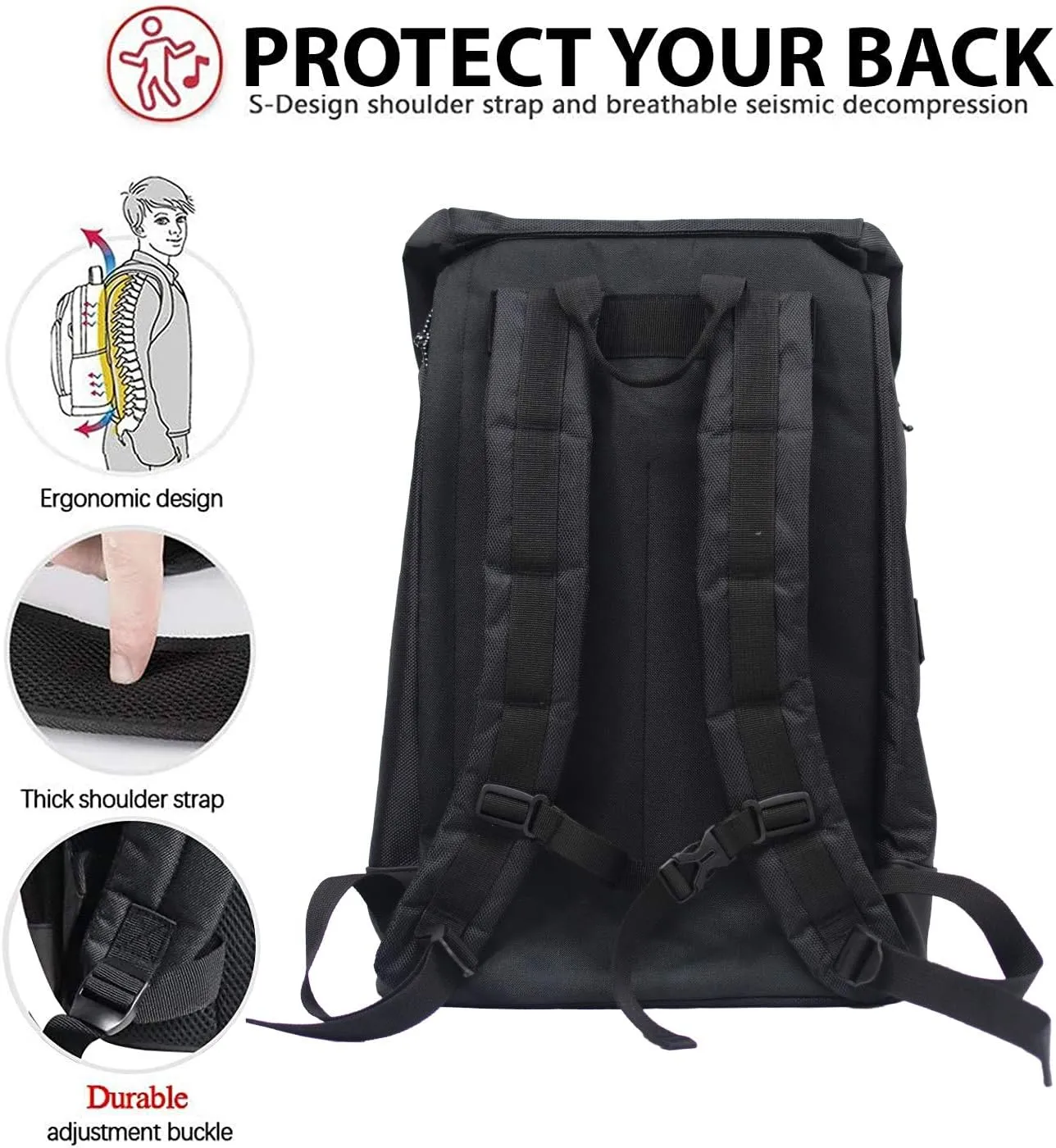 X RAY Canvas Rucksack Backpack Travel Overnight Weekend Bag for Men Women W/Capacity Adjustable 19L & Fits 15.6 Inch Laptop, Black