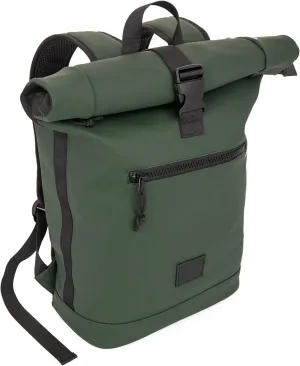 X RAY Roll Top Laptop Backpack for Men Women, PU Leather Expandable Roll Up Backpack Capacity Adjustable 22L & Fits 15.6" Laptop, Dark Olive