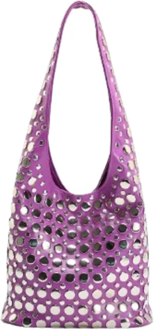 Y2k 90s Crescent Hobo Bags Women Studded PU Leather Shoulder Crossbody Purse Trendy Punk Underarm Satchels Bag Tote Handbag