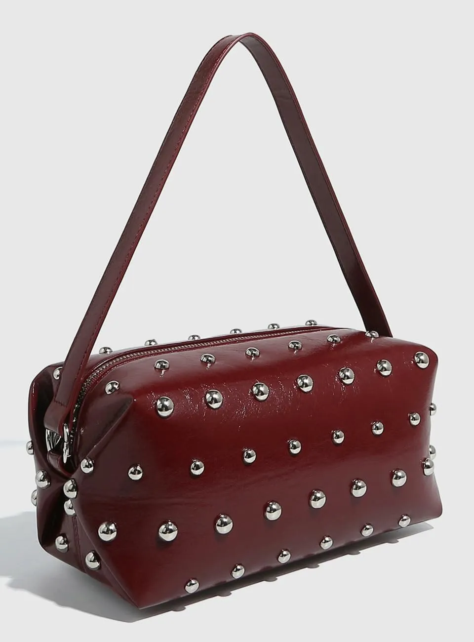 Y2k 90s Crescent Hobo Bags Women Trendy Studded PU Leather Shoulder Satchels Crossbody Purse Punk Underarm Tote Handbag