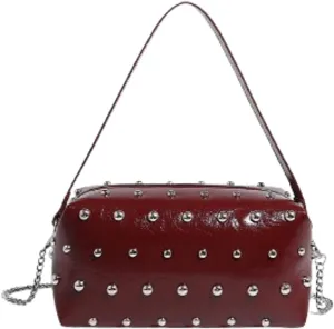 Y2k 90s Crescent Hobo Bags Women Trendy Studded PU Leather Shoulder Satchels Crossbody Purse Punk Underarm Tote Handbag