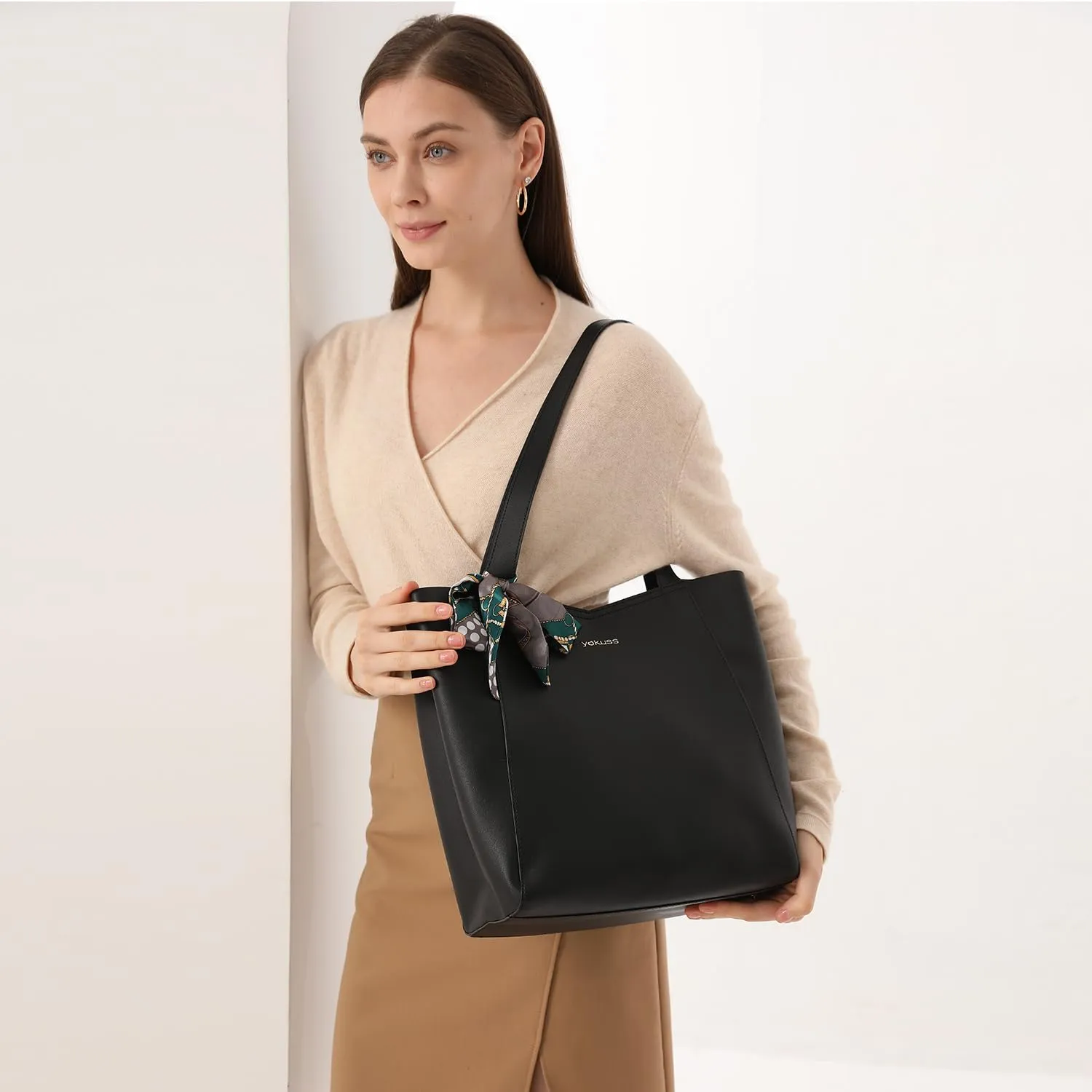 YaKuss Large Tote Bags for Women, Fashion Leather Top-Handle Purse for Women with Inner Wallet for Travel Work