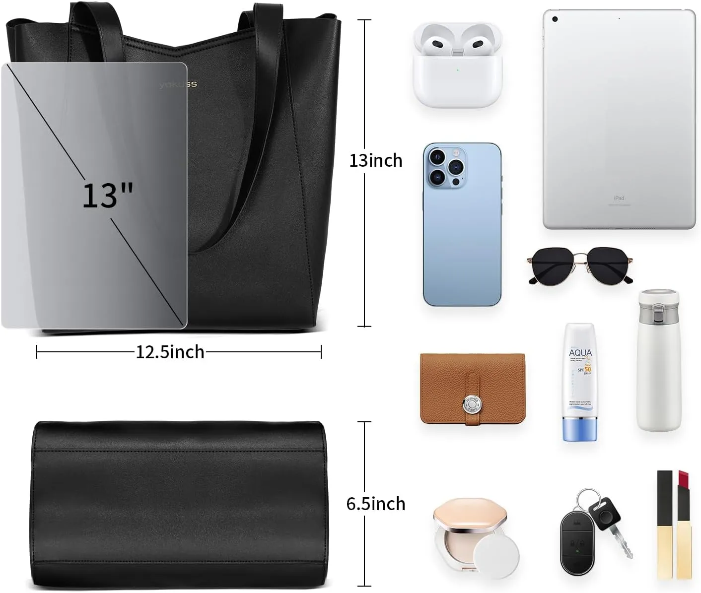 YaKuss Large Tote Bags for Women, Fashion Leather Top-Handle Purse for Women with Inner Wallet for Travel Work