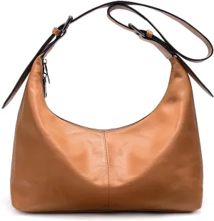 YALUXE Real Leather Hobo Bags for Women Trendy Crescent Bag Slouchy Handbag Purse Crossbody Shoulder Bag