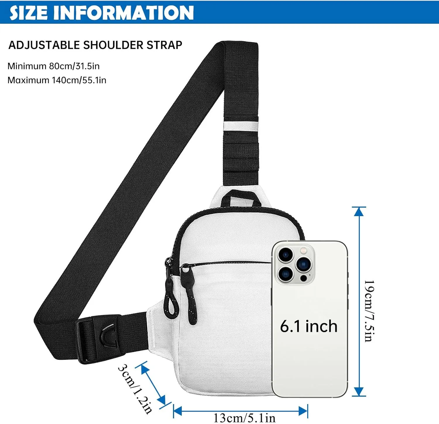 YAMEIZE Mini Crossbody Sling Bag - Trendy Small Chest Bag with Adjustable Strap for Men Women Multipurpose Daypack