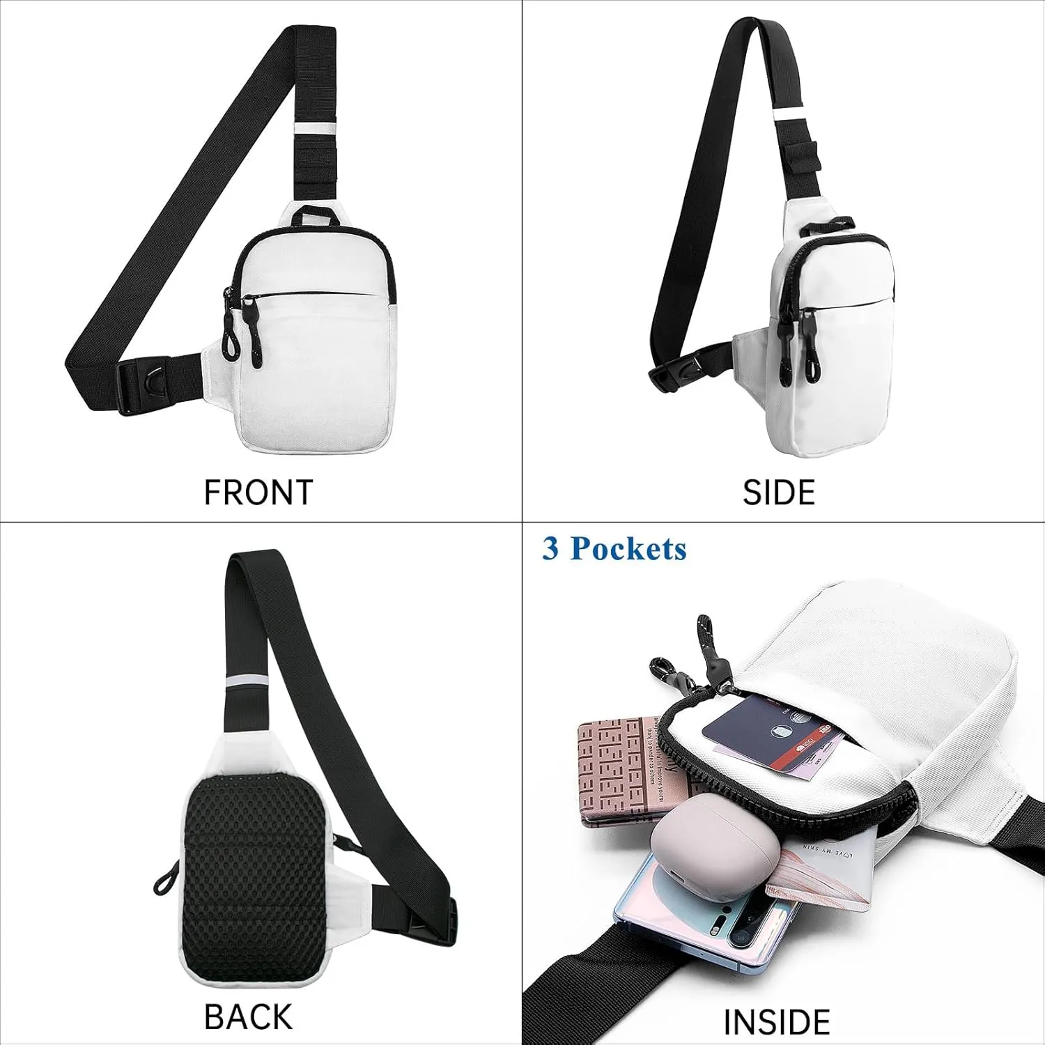YAMEIZE Mini Crossbody Sling Bag - Trendy Small Chest Bag with Adjustable Strap for Men Women Multipurpose Daypack