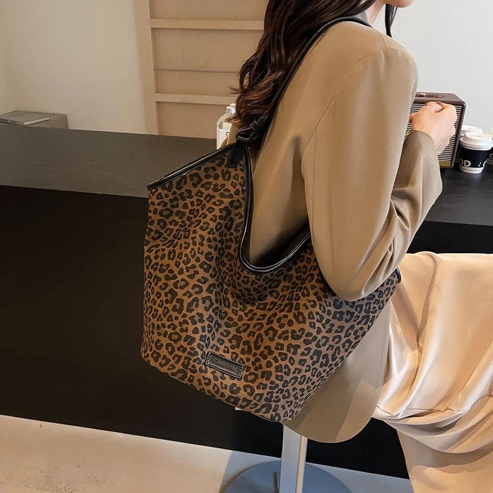 YFGBCX Suede Bags for Women Crossbody Bags Cheetah Hobo Bag Leopard Bags for Women Large Capacity Work Tote Bag