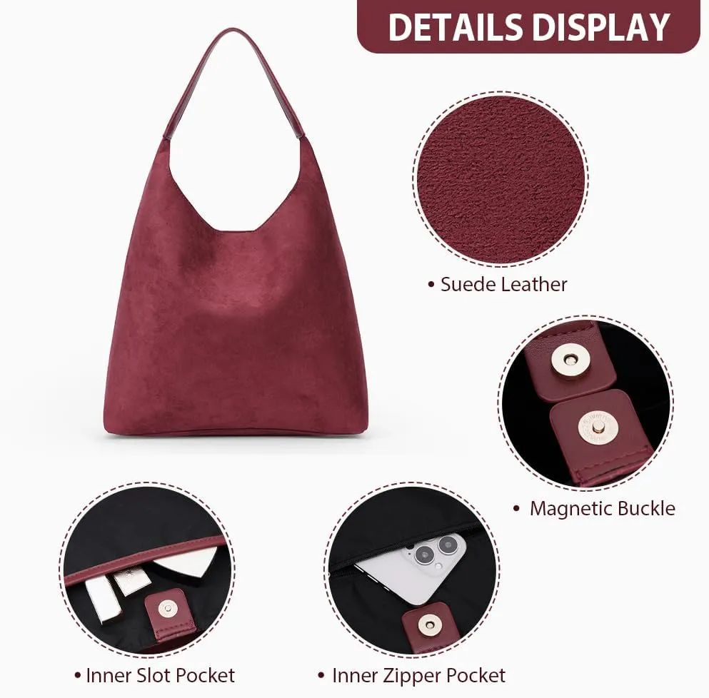 YFGBCX Tote Bags for Women Work Bags Suede Slouchy Bag Hobo Handbag Office Tote Handbag