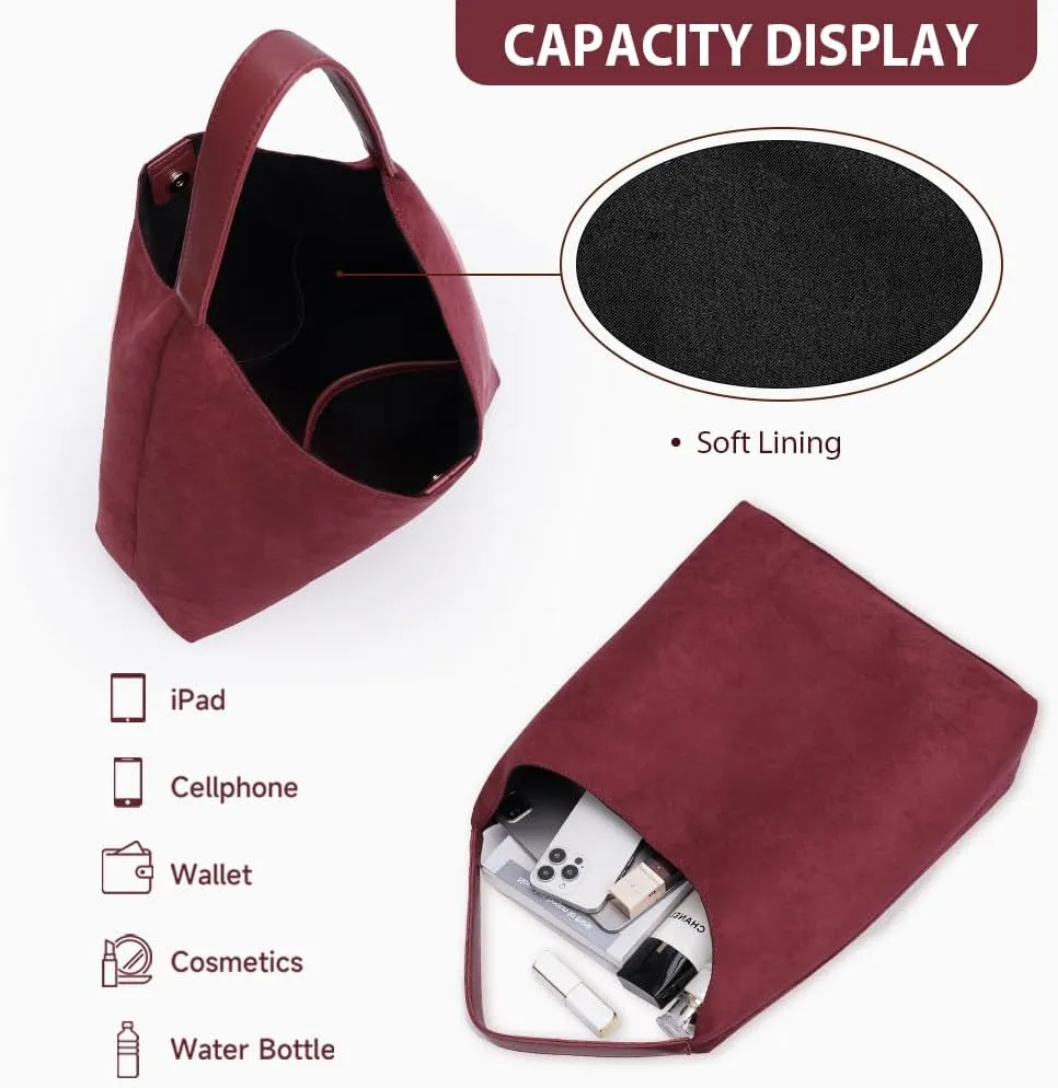 YFGBCX Tote Bags for Women Work Bags Suede Slouchy Bag Hobo Handbag Office Tote Handbag