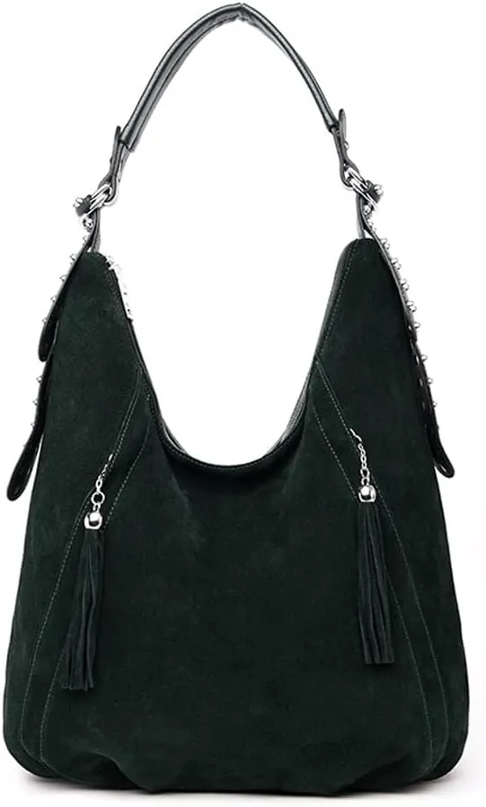 Yohora Women’s Tote Bag Roomy Shoulder Purse Genuine Leather Hobo Handbag Work Travel Top Handle Bag with Tassel