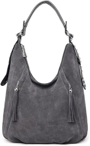 Yohora Women’s Tote Bag Roomy Shoulder Purse Genuine Leather Hobo Handbag Work Travel Top Handle Bag with Tassel