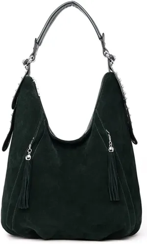 Yohora Women’s Tote Bag Roomy Shoulder Purse Genuine Leather Hobo Handbag Work Travel Top Handle Bag with Tassel