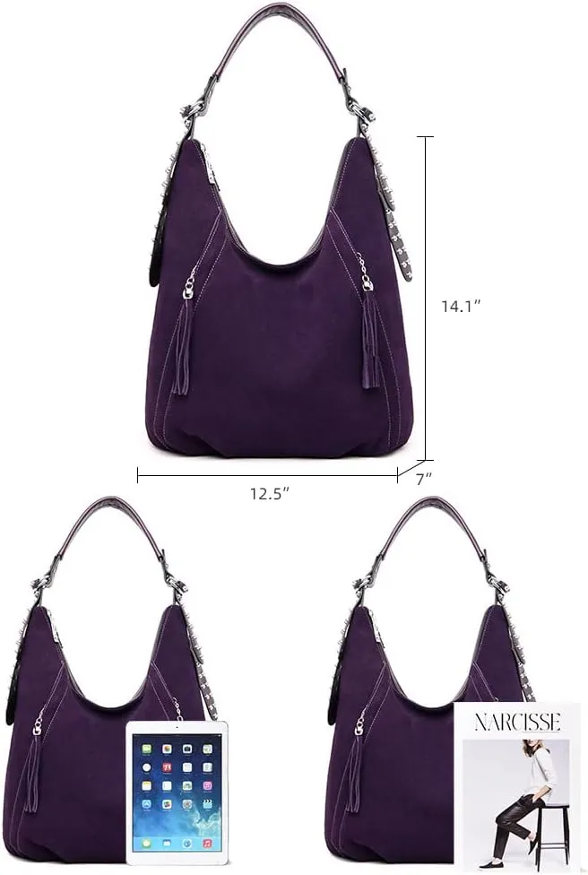 Yohora Women’s Tote Bag Roomy Shoulder Purse Genuine Leather Hobo Handbag Work Travel Top Handle Bag with Tassel
