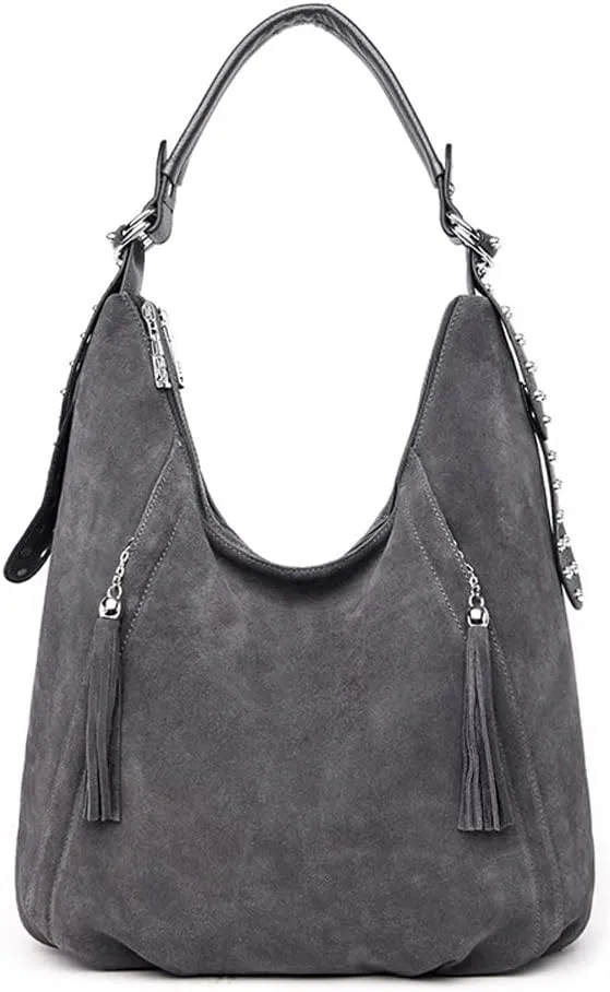 Yohora Women’s Tote Bag Roomy Shoulder Purse Genuine Leather Hobo Handbag Work Travel Top Handle Bag with Tassel