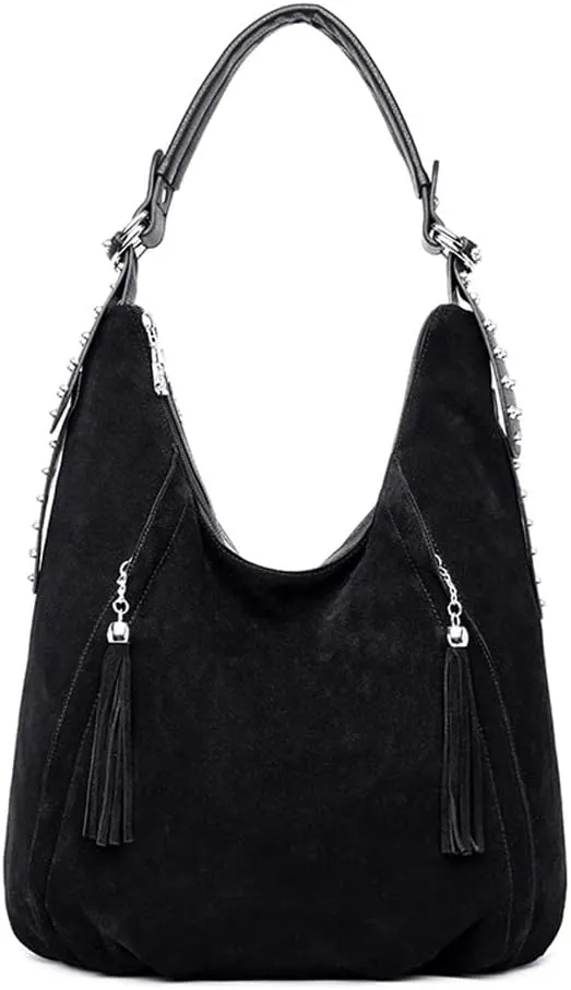 Yohora Women’s Tote Bag Roomy Shoulder Purse Genuine Leather Hobo Handbag Work Travel Top Handle Bag with Tassel