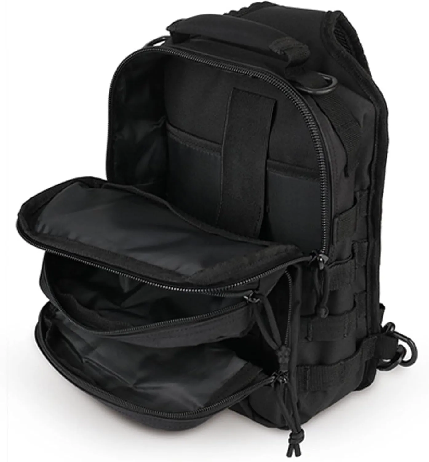 Yukon Outfitters Scout Sling Pack - EDC Hiking Outdoor Urban Ergonomic Spacious Tactical One-Shoulder Backpack with Ambidextrous Carry Sling, Black