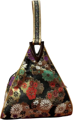 Yunjin Cloud Brocade Silk Pyramid Handbag for Women, Lightweight Handbag, Cute Trendy Zipper Tote Bag for Summer Vacation