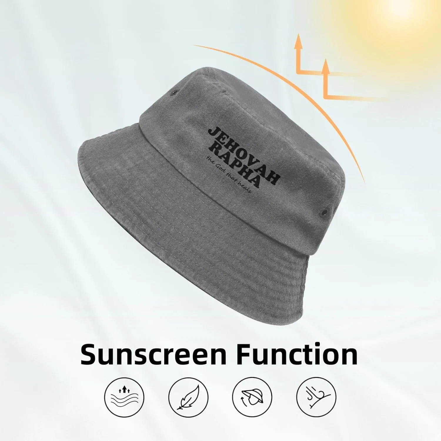 YvoneDBrownn Jehovah Rapha The god who Heals Packable Cotton Bucket Sun Hat for Women Men Summer Fisherman Cap