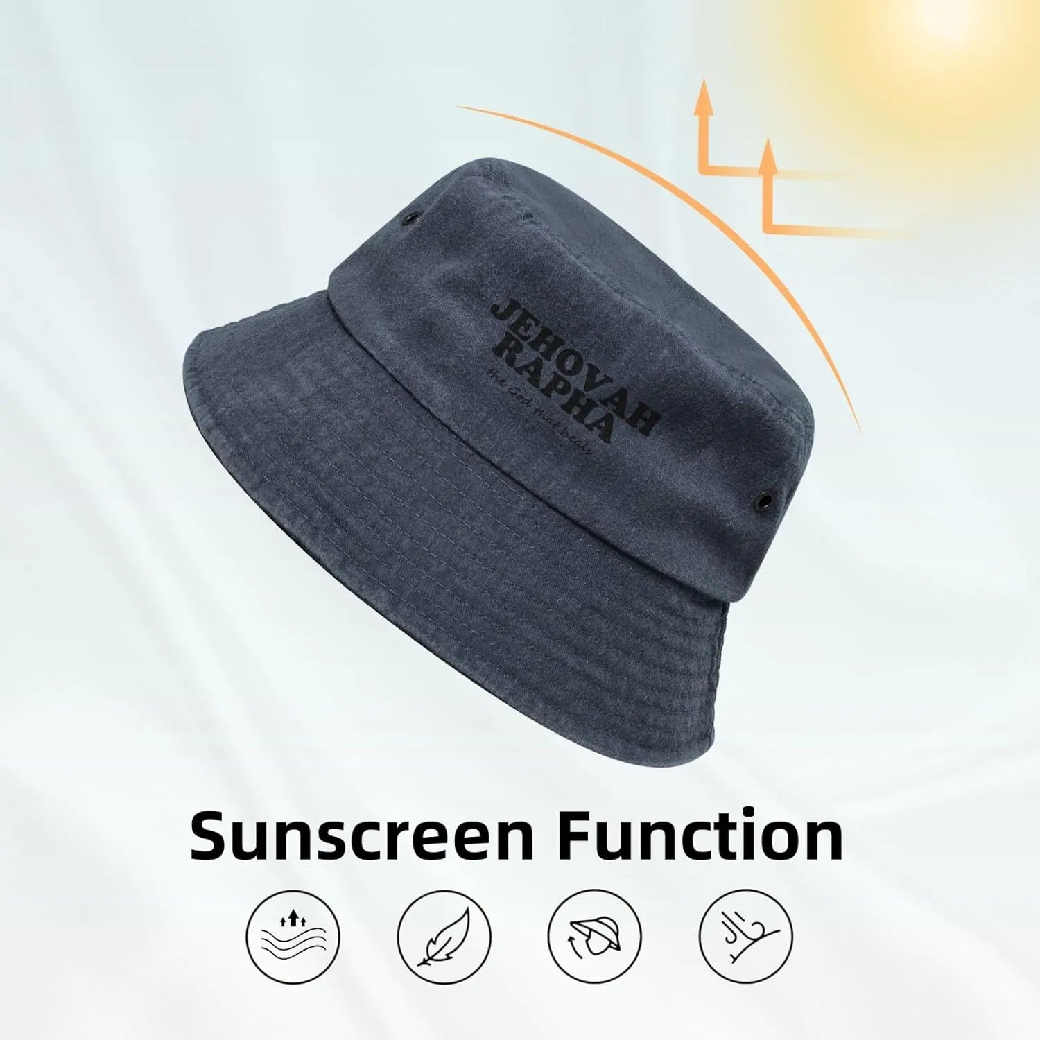 YvoneDBrownn Jehovah Rapha The god who Heals Packable Cotton Bucket Sun Hat for Women Men Summer Fisherman Cap