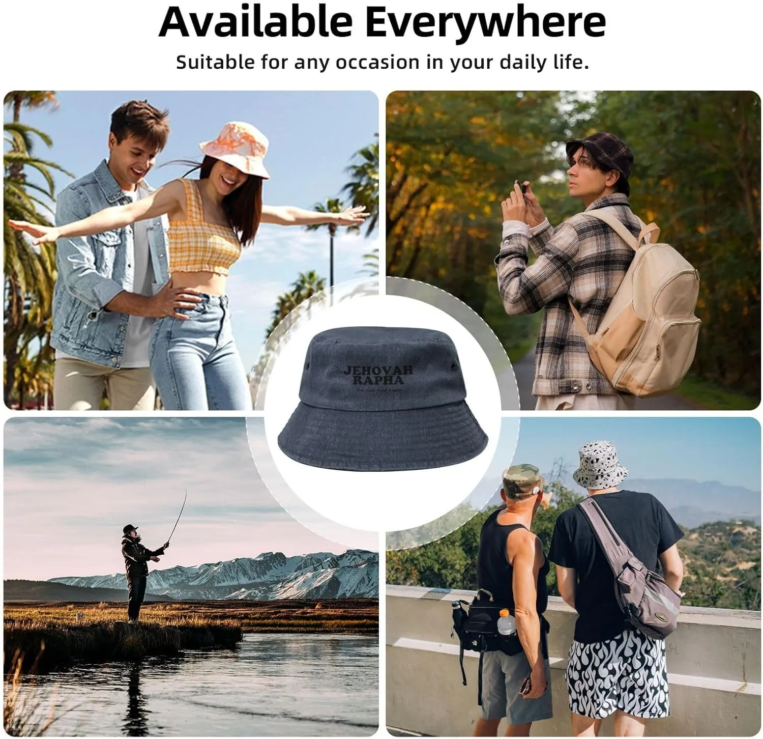 YvoneDBrownn Jehovah Rapha The god who Heals Packable Cotton Bucket Sun Hat for Women Men Summer Fisherman Cap