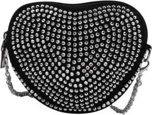 ZGMYC Bling Rhinestone Crossbody Purse for Women Girls Cute Heart Shaped Wallet Shoulder Bag with Chain Strap