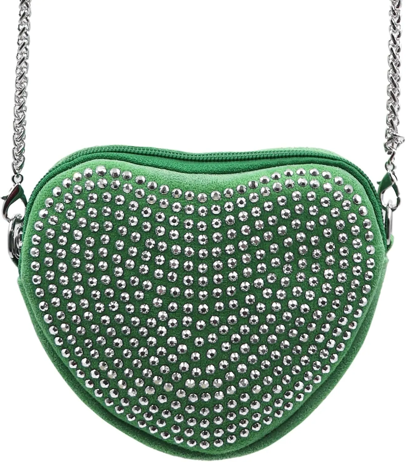 ZGMYC Bling Rhinestone Crossbody Purse for Women Girls Cute Heart Shaped Wallet Shoulder Bag with Chain Strap