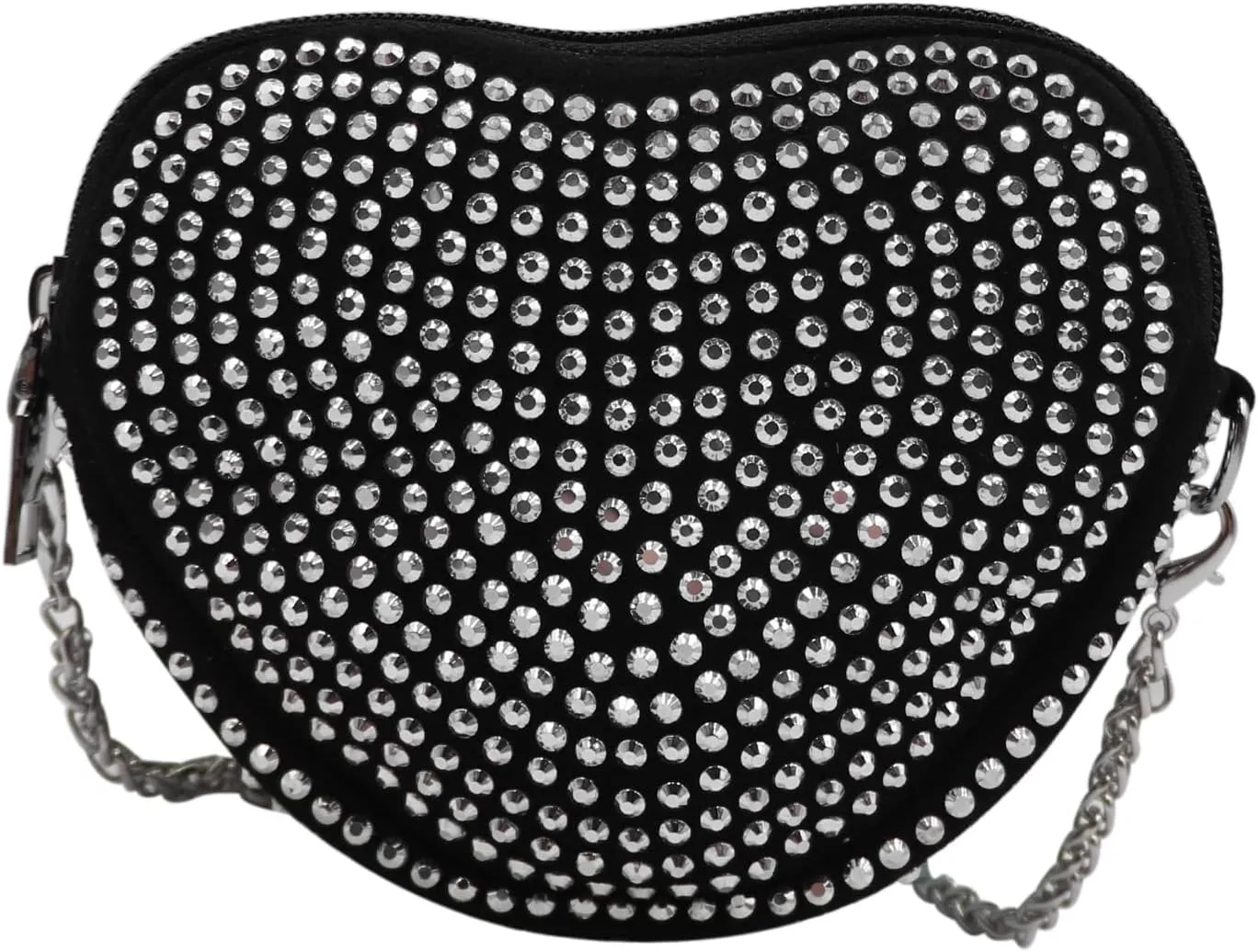 ZGMYC Bling Rhinestone Crossbody Purse for Women Girls Cute Heart Shaped Wallet Shoulder Bag with Chain Strap