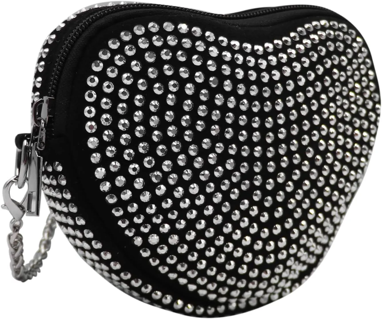 ZGMYC Bling Rhinestone Crossbody Purse for Women Girls Cute Heart Shaped Wallet Shoulder Bag with Chain Strap