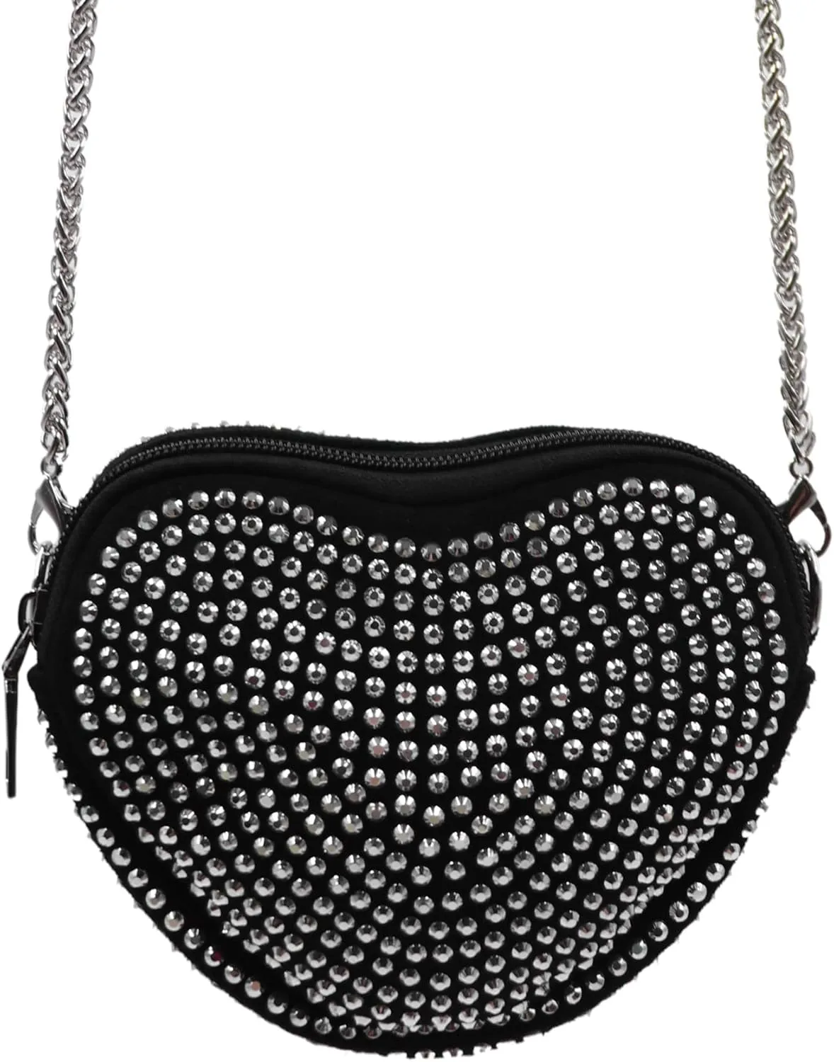 ZGMYC Bling Rhinestone Crossbody Purse for Women Girls Cute Heart Shaped Wallet Shoulder Bag with Chain Strap