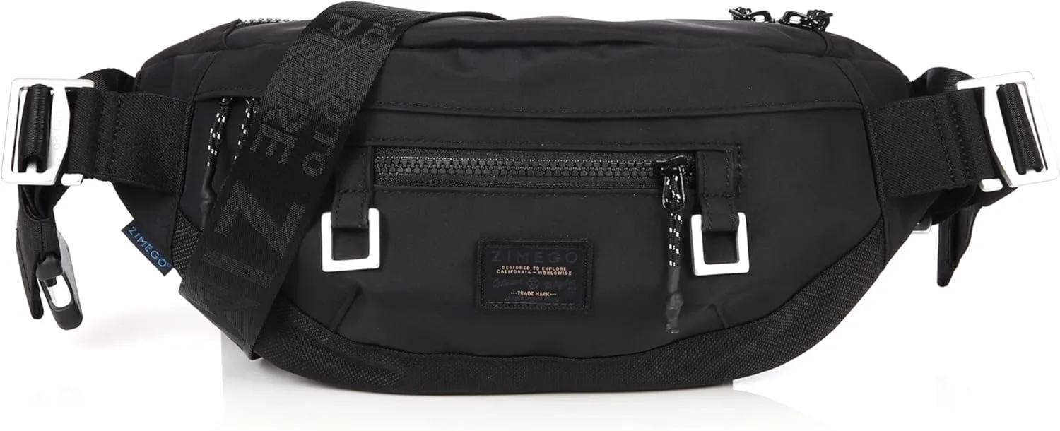 ZIMEGO Tactical Crossbody Sling Bag Waist Fanny Pack – Perfect for Travel and Short Trip, WR Black