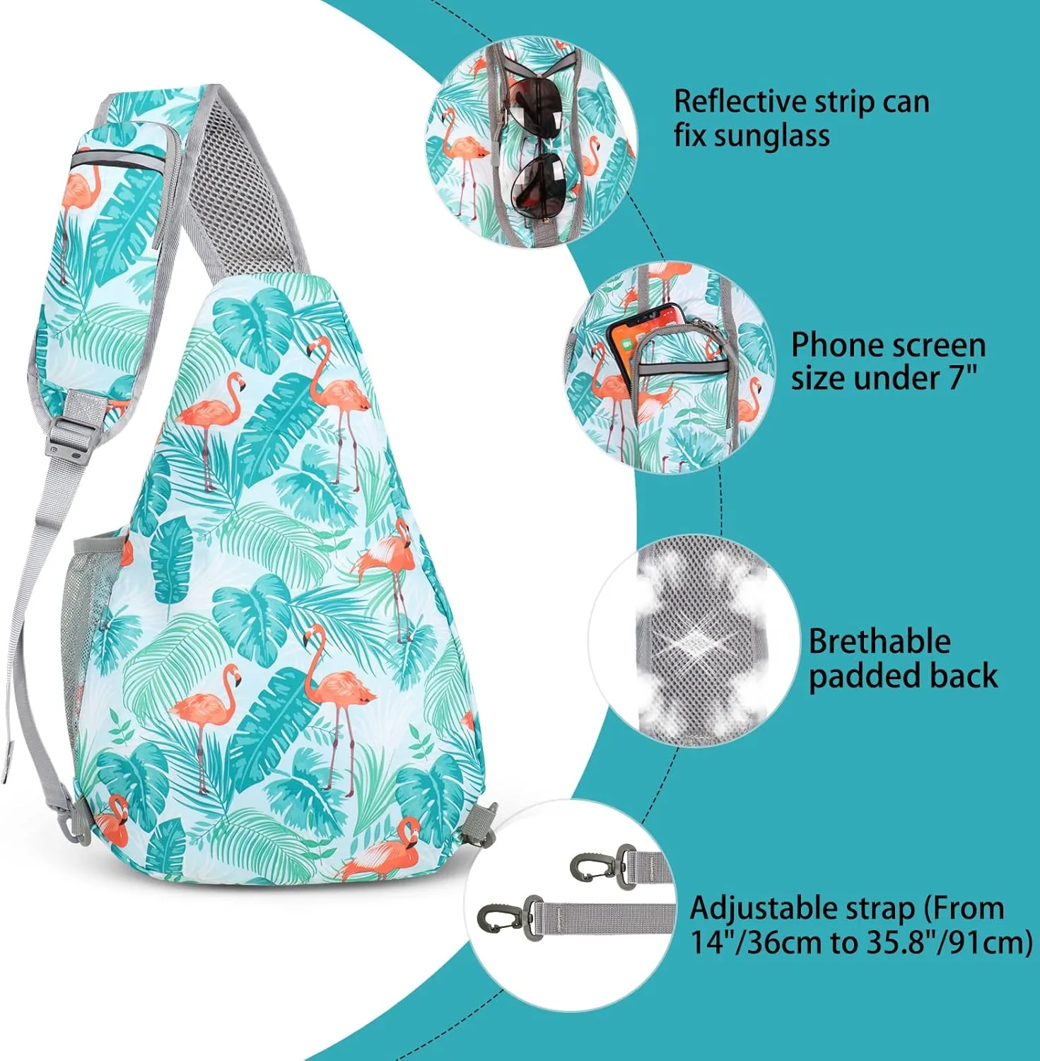 ZOMAKE Sling Bag for Women Men, Small Crossbody Sling Backpack, Mini Water Resistant Shoulder Bag