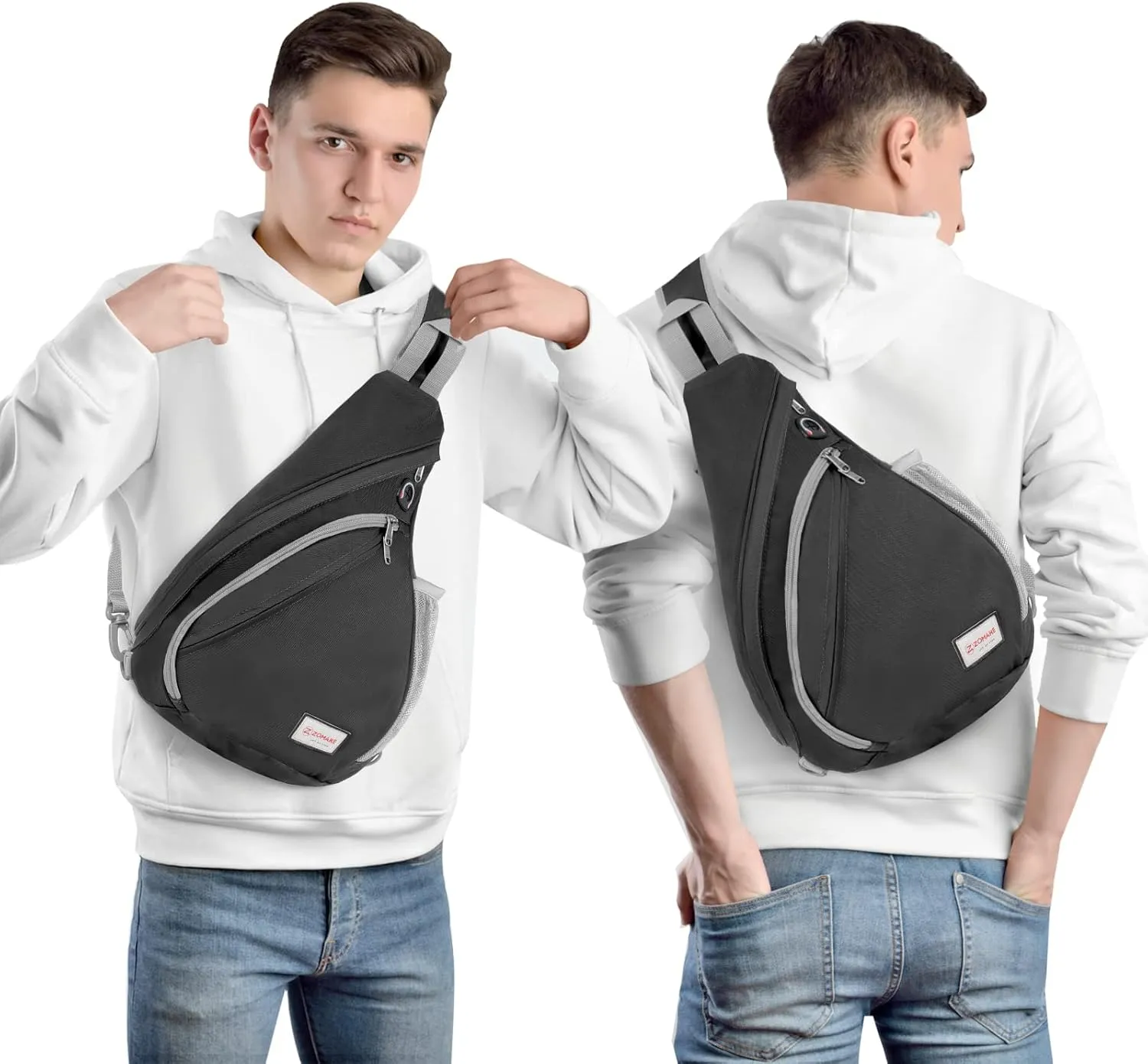 ZOMAKE Sling Bag for Women Men, Small Crossbody Sling Backpack, Mini Water Resistant Shoulder Bag