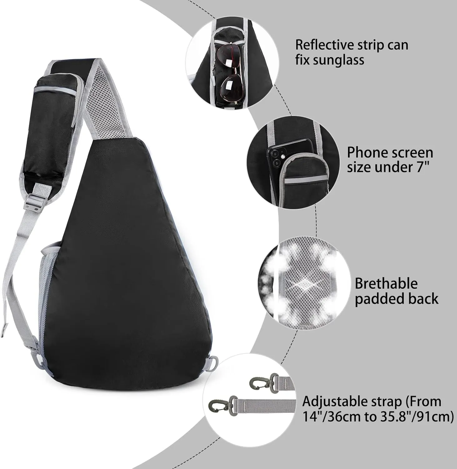 ZOMAKE Sling Bag for Women Men, Small Crossbody Sling Backpack, Mini Water Resistant Shoulder Bag