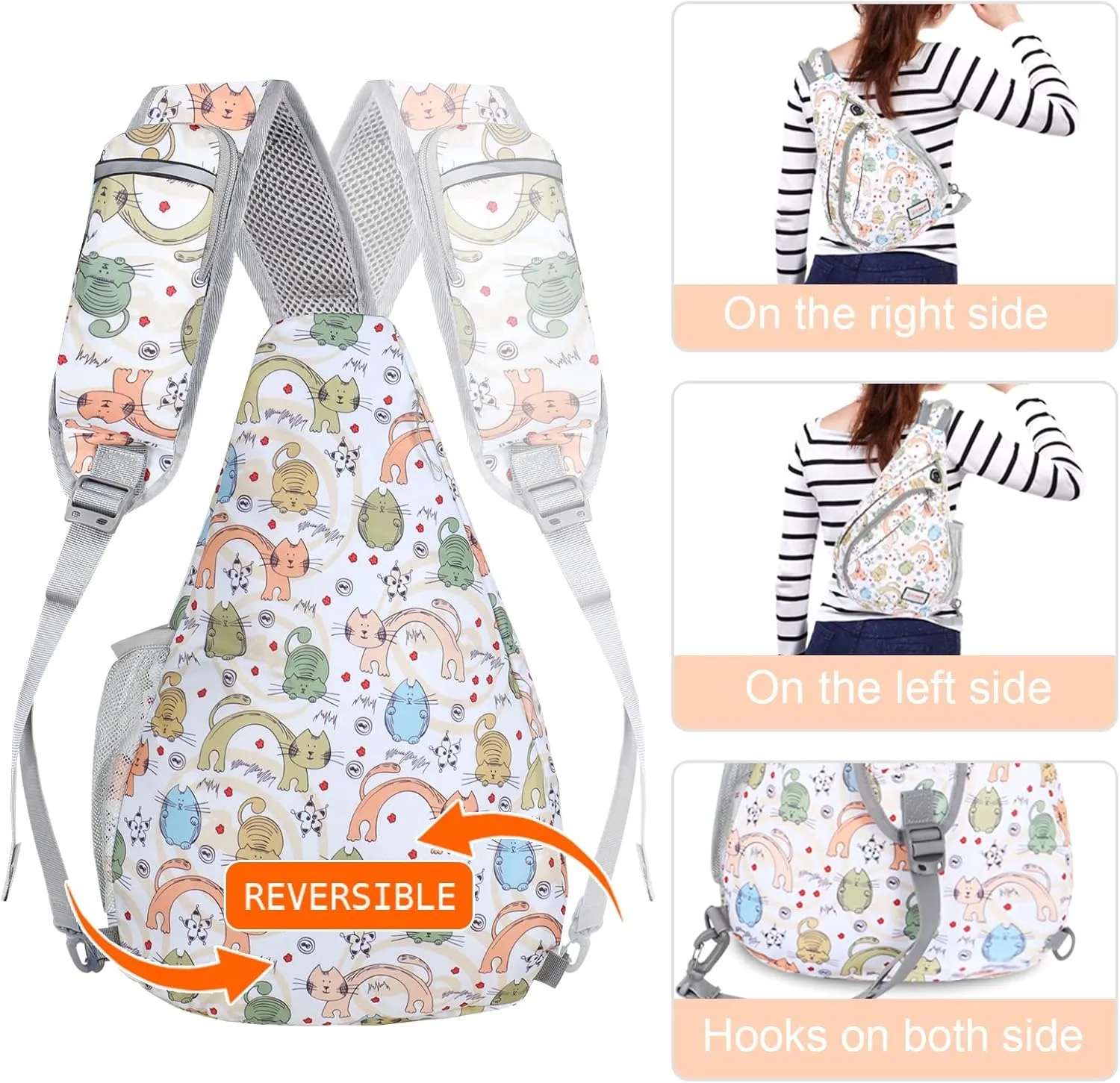 ZOMAKE Sling Bag for Women Men, Small Crossbody Sling Backpack, Mini Water Resistant Shoulder Bag