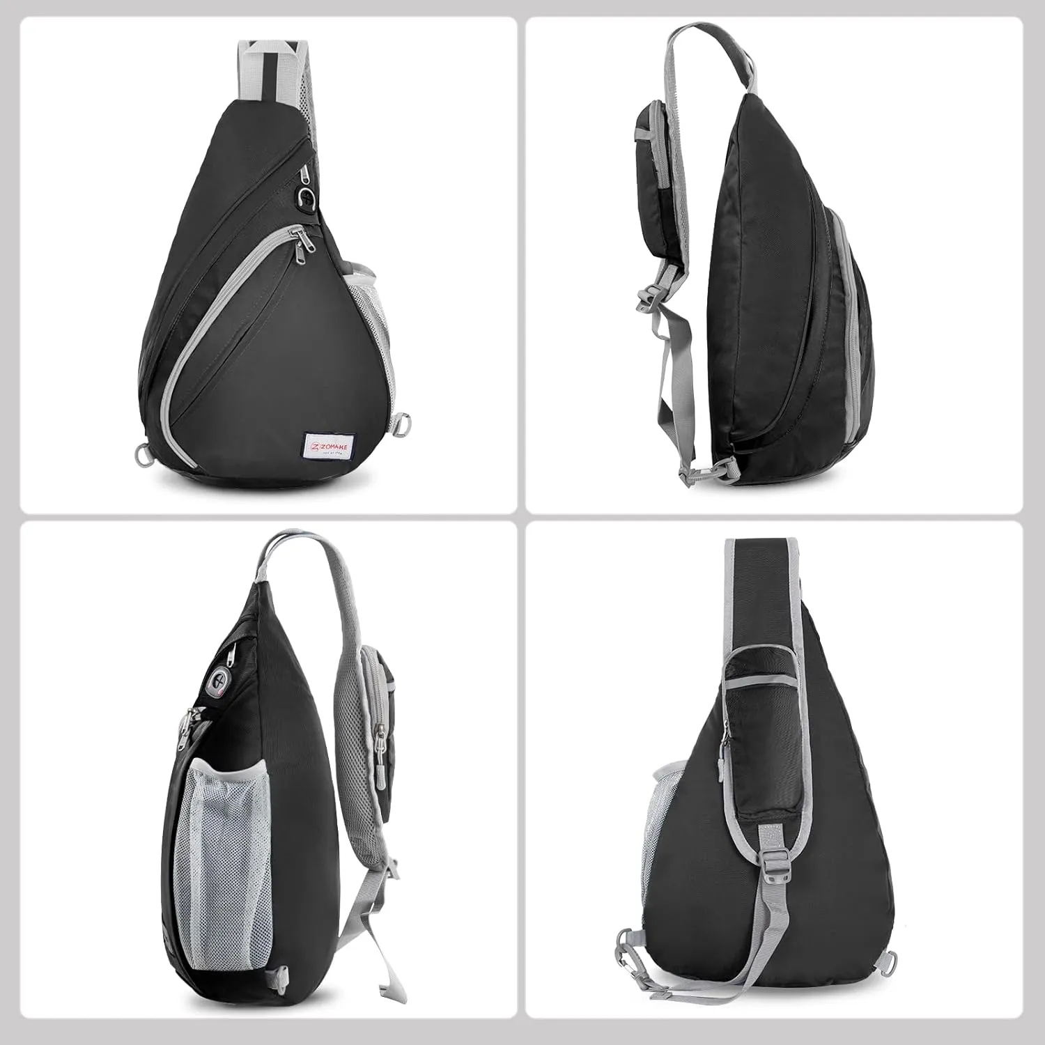 ZOMAKE Sling Bag for Women Men, Small Crossbody Sling Backpack, Mini Water Resistant Shoulder Bag