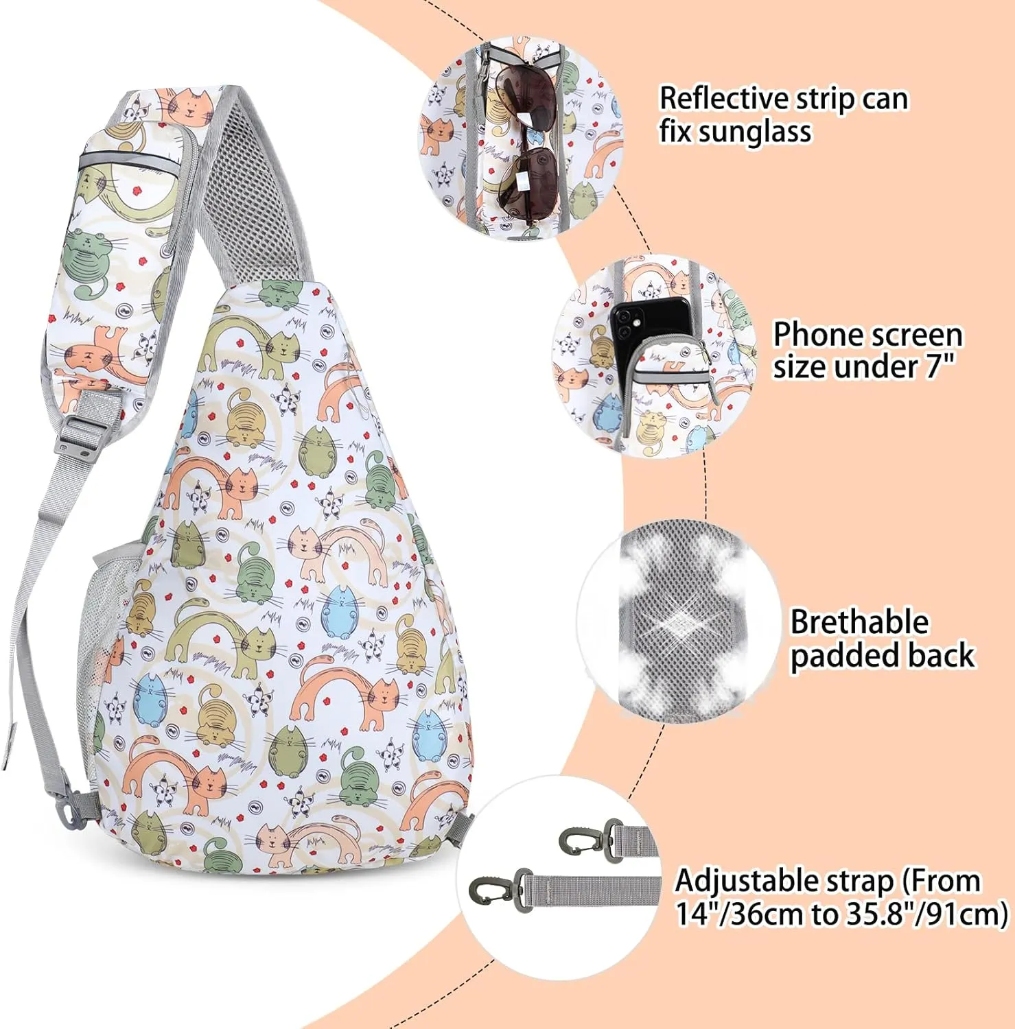 ZOMAKE Sling Bag for Women Men, Small Crossbody Sling Backpack, Mini Water Resistant Shoulder Bag