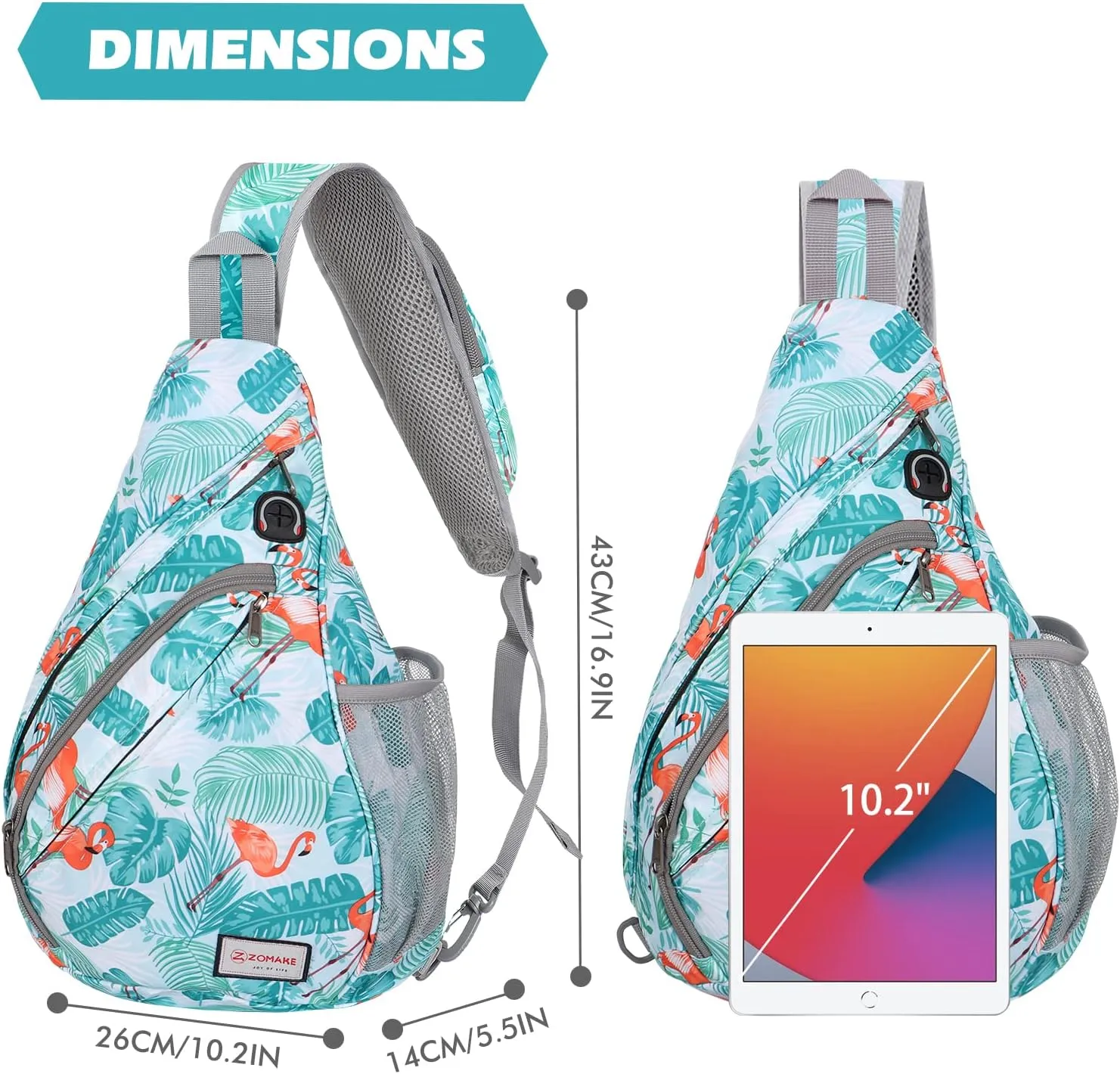 ZOMAKE Sling Bag for Women Men, Small Crossbody Sling Backpack, Mini Water Resistant Shoulder Bag
